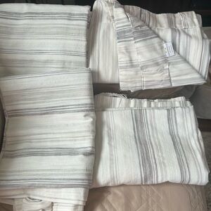 Threshold Neutral Striped Window Panels in Ivory and Gray